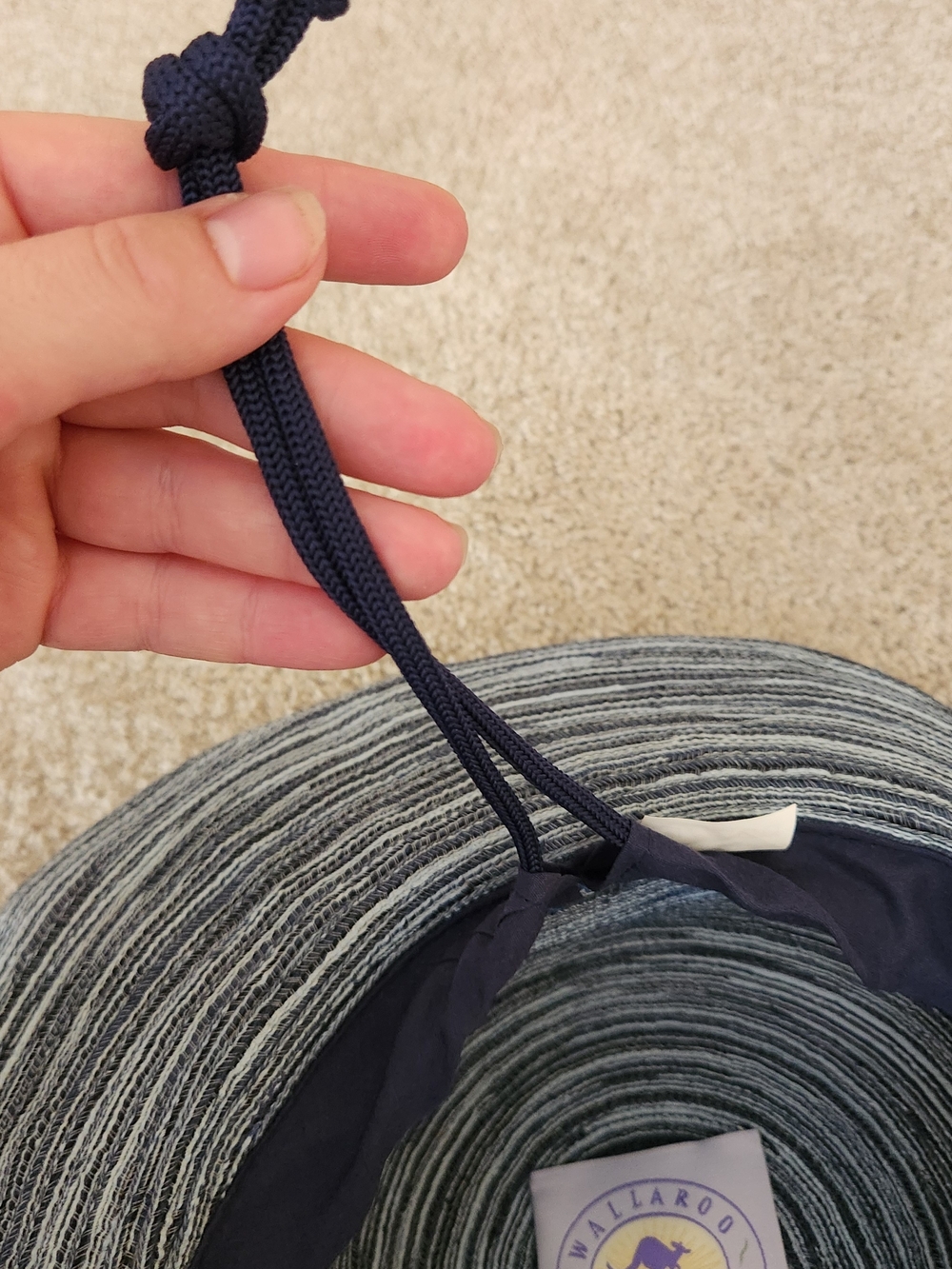 Wallaroo Sydney Hat 30+ UPF Blue Striped Lightweight Adjustable One Size - Picture 3 of 5